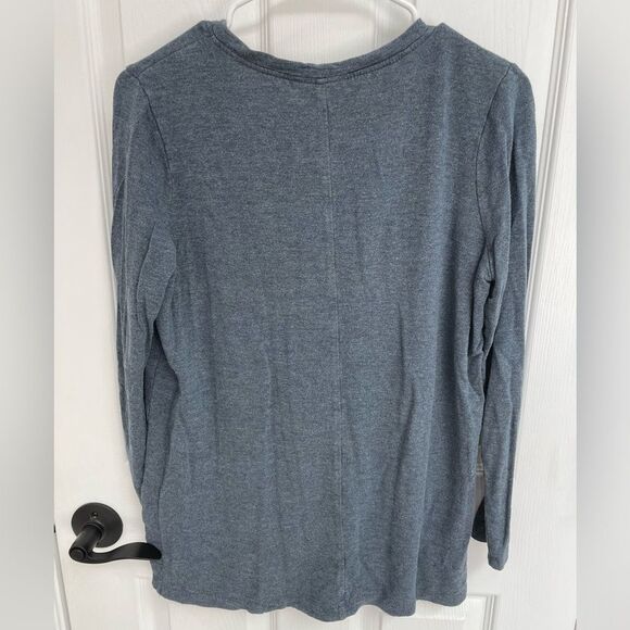 LOFT Factory Long Sleeve Lounge V Neck TShirt Marled Blue Women’s Size XS - Picture 2 of 5